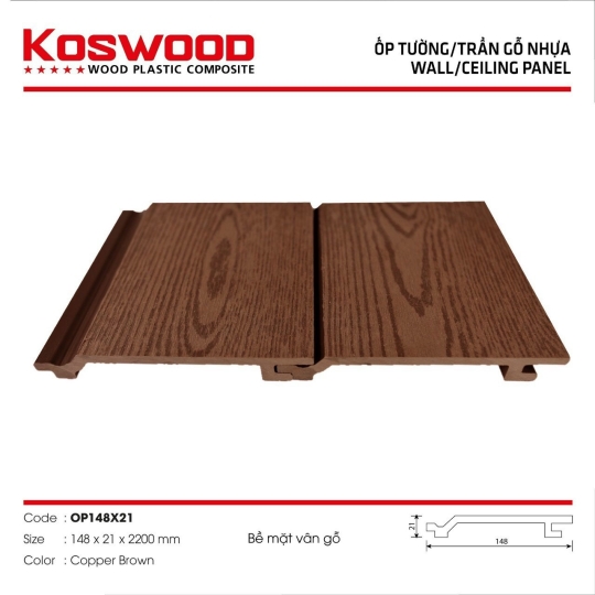 Tấm ốp KOSWOOD 148x21-Copper Brown