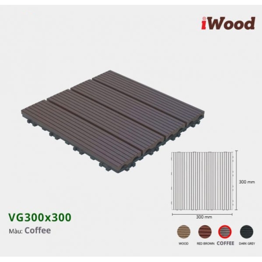 iWood Vỉ Gỗ Nhựa VG300x300 Coffee